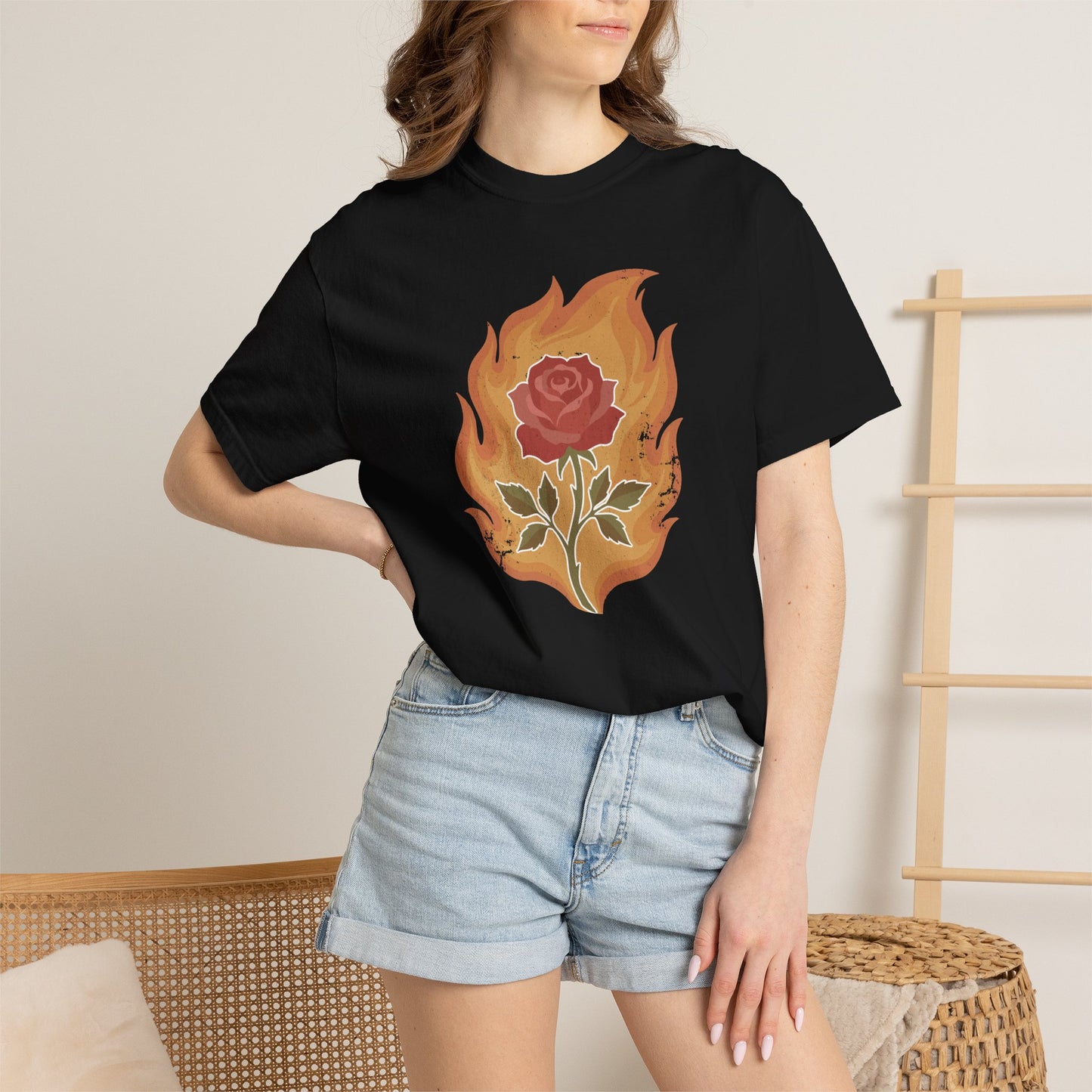 Vintage Fire Rose Comfort Graphic Tee
