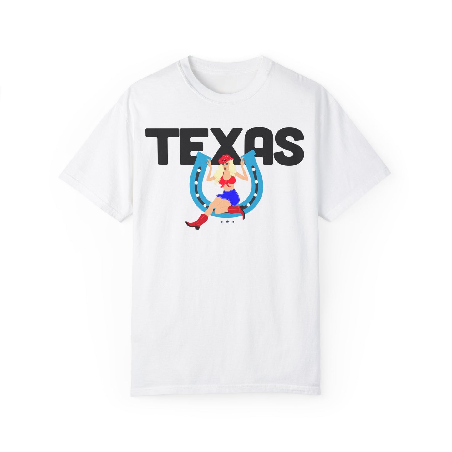 Texas Dover Dixie Horseshoe PinUp Color Comfort Unisex Garment-Dyed T-shirt