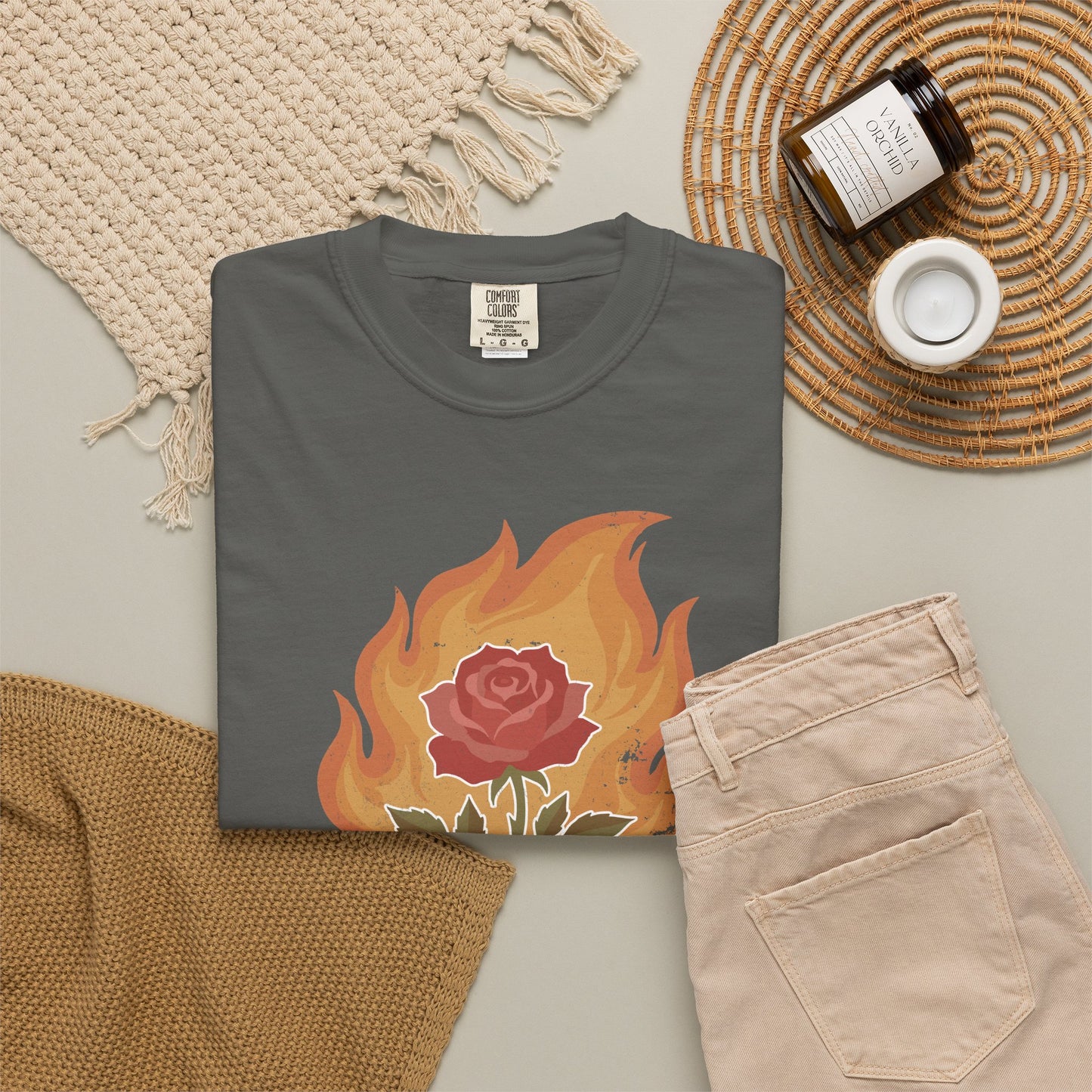 Vintage Fire Rose Comfort Graphic Tee