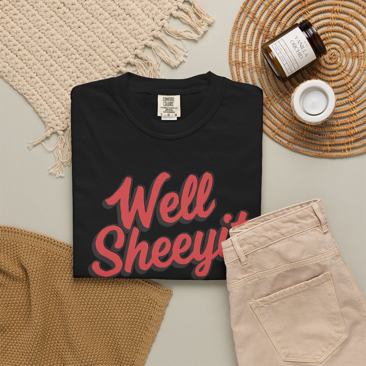 Well Sheeyit Text Humor Comfort Graphic Tee