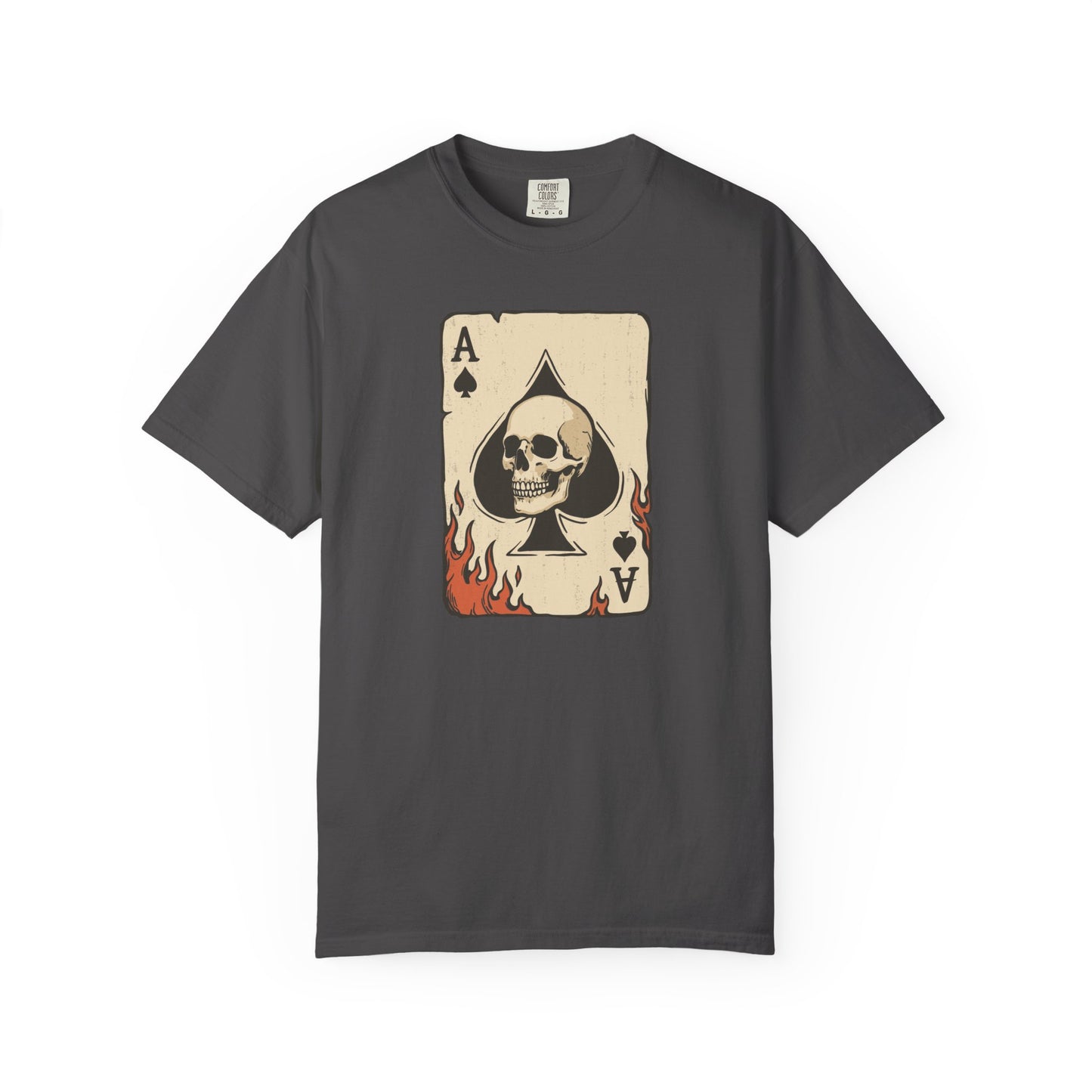 Vintage Ace Card with Skull and Flames Comfort Graphic Tee