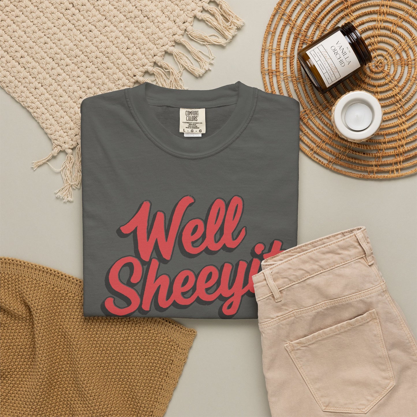 Well Sheeyit Text Humor Comfort Graphic Tee