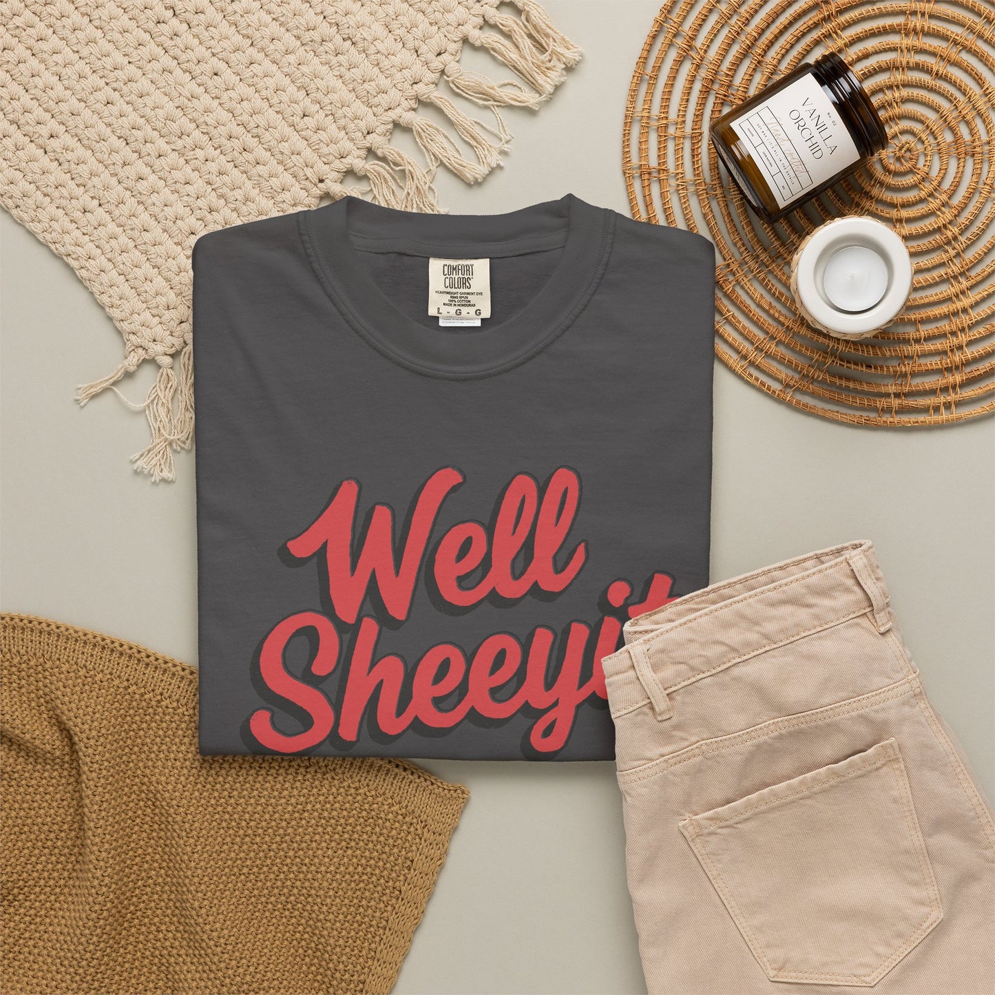 Well Sheeyit Text Humor Comfort Graphic Tee